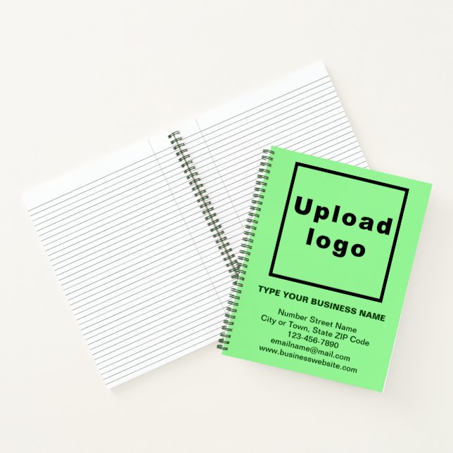 Markenbezeichnung für große helle grüne Spirale Notizbuch (Innenseite)