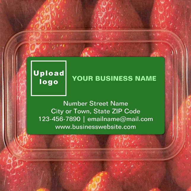 Markenbezeichnung für grünes Rechteck Etiketten (Green rectangle adhesive label with your business brand)