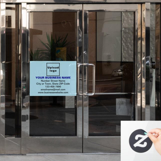 Markenbezeichnung für hellblaues Rechteck Fensteraufkleber (Büro Tür)
