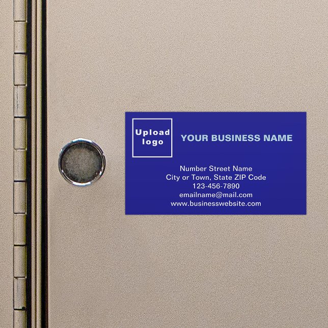 Markenbezeichnung für kleine blaue Magnetkarte Magnetische Visitenkarte (Blue magnetic business card with your business brand)
