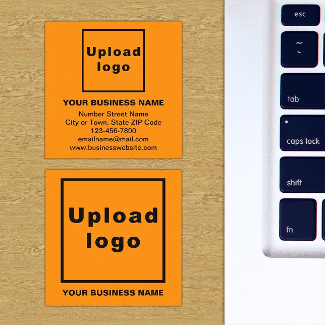 Markenbezeichnung für kleine orangefarbene Square- Quadratische Visitenkarte (Orange square business card with your business brand)