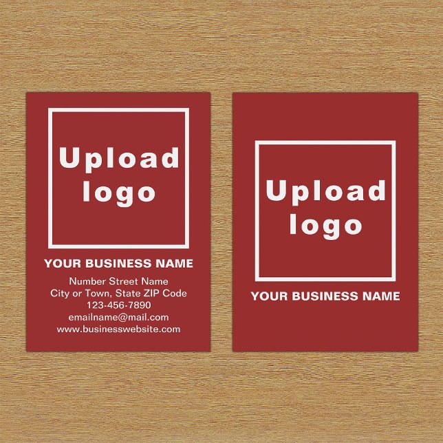 Markenbezeichnung für kleine rote Portraitkarte Visitenkarte (Front and back of the red business card with your brand)