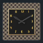 Markenbezeichnung New Art Deco Gemustert Quadratische Wanduhr<br><div class="desc">Ich habe eine neue Art Deco Wall Uhr mit einem kunstvollen Deko-Muster in Schwarz,  Grau und Gold kreiert. Ein sehr moderner Deko sucht nach Ihrem Zuhause. Diese Uhr würde besonders gut an einer schlichten Wand aussehen.</div>
