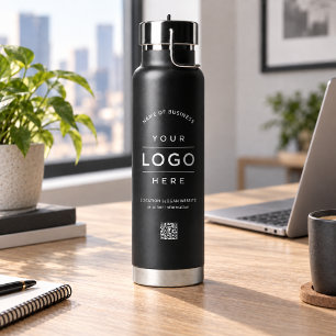 Markenlogo Schwarz QR Wellness Trinkflasche