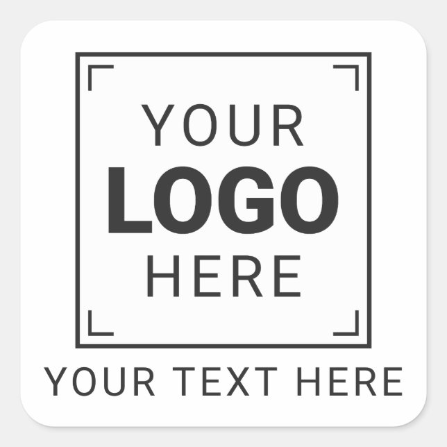 Markenlogo und Text Quadratischer Aufkleber (Vorderseite)