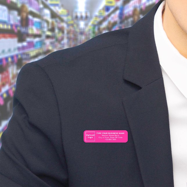 Markenname Pink Long Rectangle Namensschild (Build brand name awareness. Your business brand on long pink name tag.)
