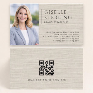 Markenstratege Leinen Foto QR-Code Visitenkarte