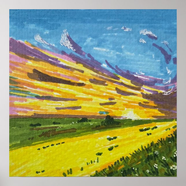 Marker Landscape Painting  Poster (Vorne)