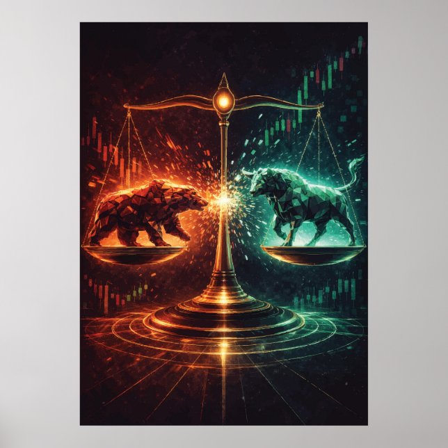 Market Equilibrium, Day Trading, Abstract Geometry Poster (Vorne)