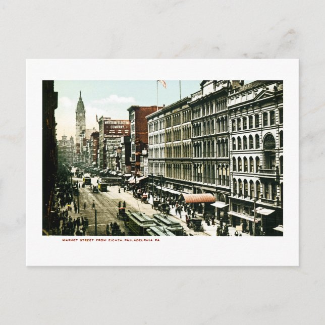 Market Street, Philadelphia, PA Postkarte (Vorderseite)