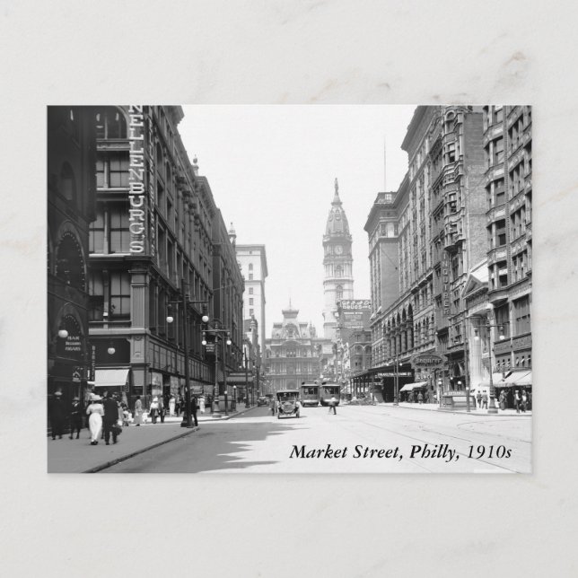Market Street, Philly, 1910er Postkarte (Vorderseite)