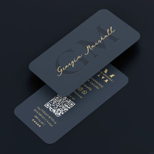 Marketing Beruflich Dark Blue Modern Visitenkarte