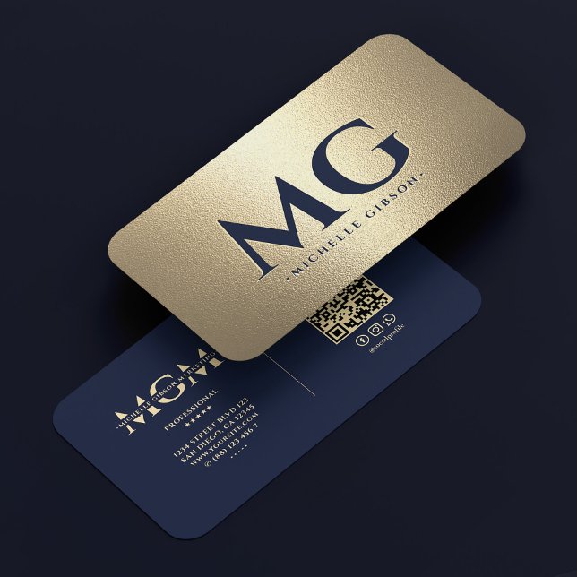 Marketing Beruflich Dark Navy Blue Gold Modern Visitenkarte (Marketing Professional Dark Navy Blue Gold Modern Business Card
)