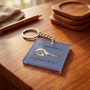 Marketing immobilier de luxe clé bleue ardoise or