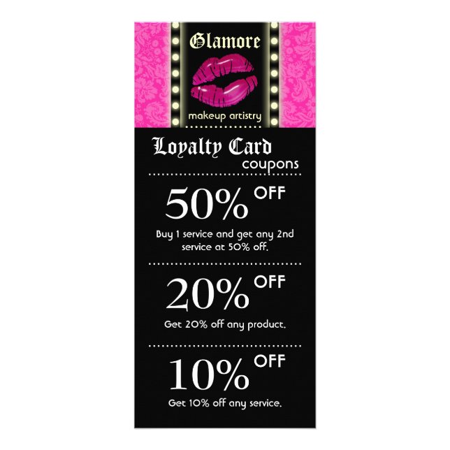 Marketing-Karten für Künstler leuchten Rosa Lippen Werbekarte (Vorne)
