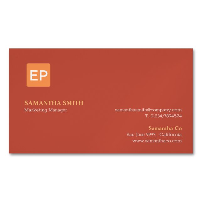 Marketing Manager Red Orange Magnetische Visitenkarte (Vorderseite)
