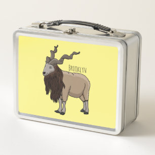 Markhor-Ziegen-Cartoon-Illustration Metall Brotdose