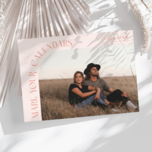Markieren Sie Ihre Kalender Pfirsich Gebogenes Rah Save The Date