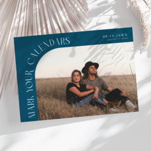 Markieren Sie Ihre Kalender Teal Gebogene Rahmen F Save The Date