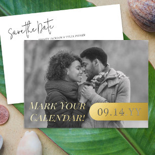 Markieren Sie Ihren Kalender B&W-Foto-Hochzeit Sav Folieneinladung