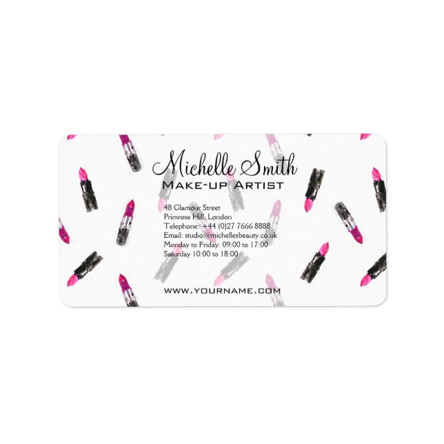 Markieren von Aquarellpinken mit Lippenstift Adressaufkleber (Vorne)
