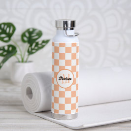 Markierte Quadrate für Pfirsich und weißes Retro-M Trinkflasche