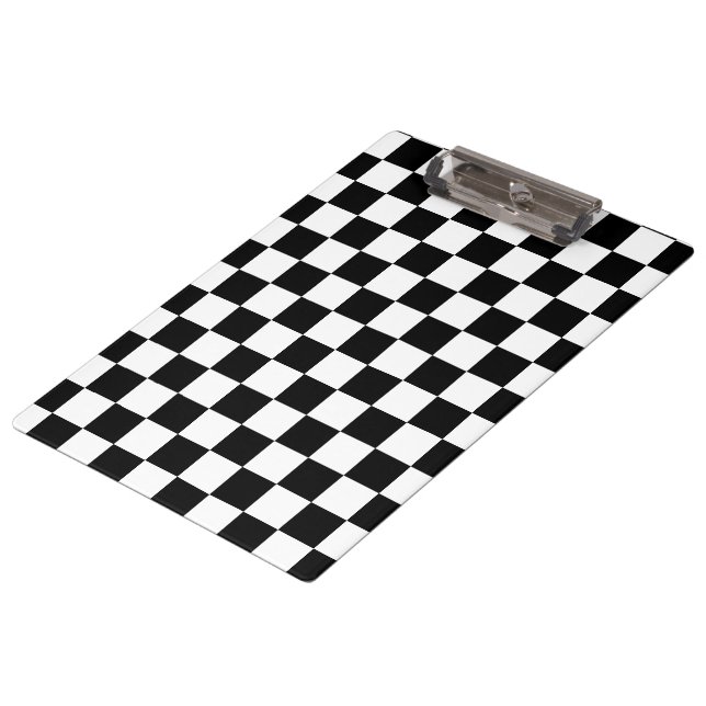 Markierte Quadrate schwarz-weiß geometrischer Retr Klemmbrett (Schrägansicht)