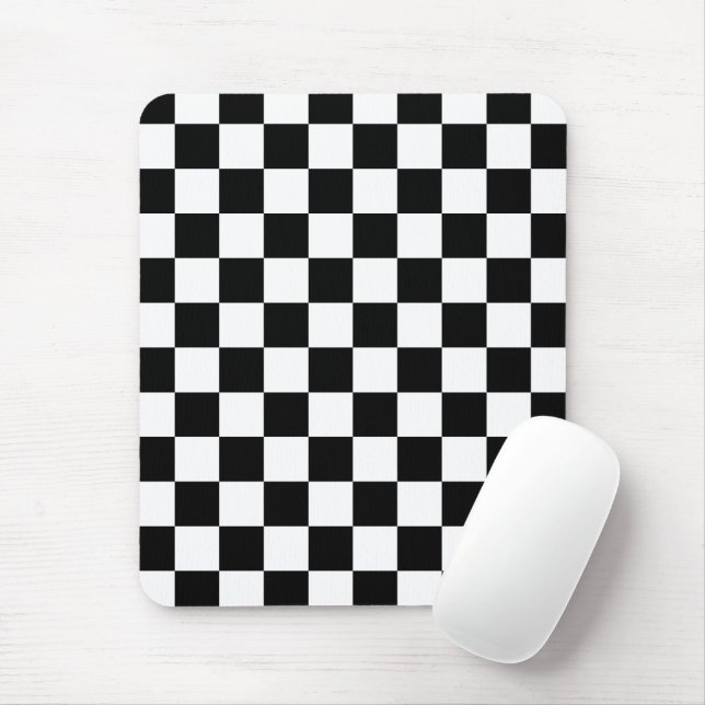 Markierte Quadrate schwarz-weiß geometrischer Retr Mousepad (Mit Mouse)