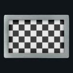 Markierte Quadrate schwarz-weiß geometrischer Retr Rechteckige Gürtelschnalle<br><div class="desc">Geschenkte Quadrate Schwarz-Weiß geometrische Retromuster Geschenk für jedermann. Cooles,  hintergrundgezogenes geometrisches Quadratmuster. Vintage Fliesen schwarz-weiß modernes Schachbrett.</div>