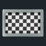 Markierte Quadrate schwarz-weiß geometrischer Retr Rechteckige Gürtelschnalle<br><div class="desc">Geschenkte Quadrate Schwarz-Weiß geometrische Retromuster Geschenk für jedermann. Cooles,  hintergrundgezogenes geometrisches Quadratmuster. Vintage Fliesen schwarz-weiß modernes Schachbrett.</div>