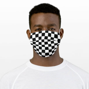 Markierte Quadrate Schwarz-Weiß-geometrisches Retr Mund-Nasen-Maske Aus Stoff