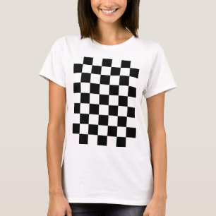Markierte Quadrate Schwarz-Weiß-geometrisches Retr T-Shirt