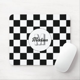Markierte Quadrate Schwarz-Weiß-Retro-Monogramm Mousepad