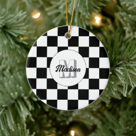 Markierte Quadrate schwarz-weiß Retrogramm Keramik Ornament