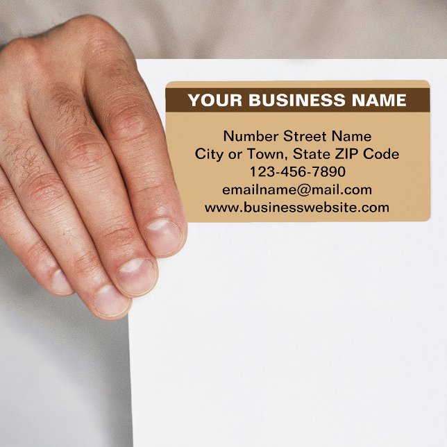 Markierter Firmenname für hellbraune Versand (Light brown shipping label with your highlighted business name)
