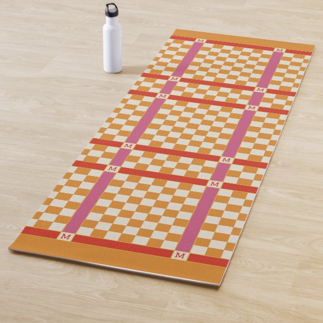Markierter Name Anfangsmonogramm Rot, Gold und Ros Yogamatte (Beispiel)