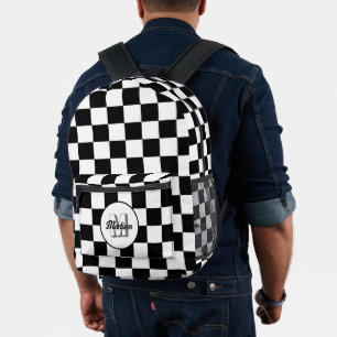 Markiertes Schwarz-Weiß-Retro-Monogramm Bedruckter Rucksack
