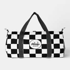 Markiertes Schwarz-Weiß-Retro-Monogramm Duffle Bag