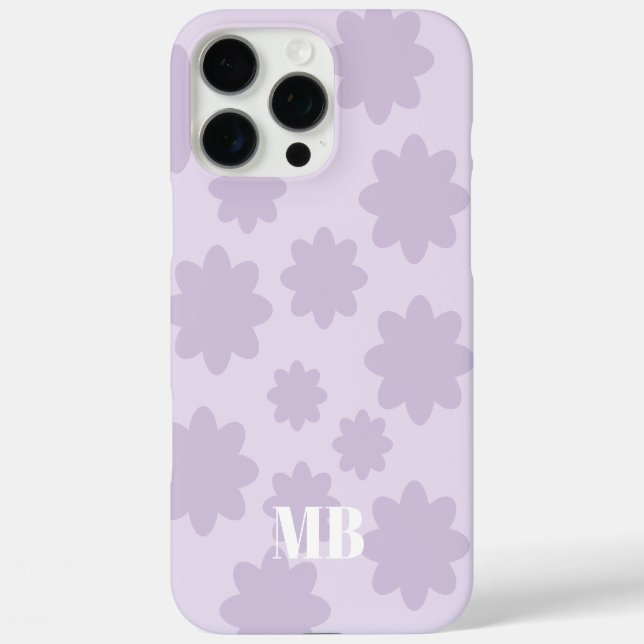 Markierungen für hellviolette, blumeneigene Monogr iPhone 16 Pro Max Hülle (Rückseite)
