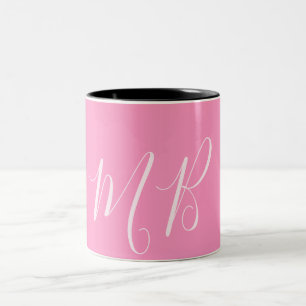 Markierungen für rosa und weiße Monogramm Zweifarbige Tasse