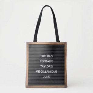 Markierungszeichen für schwarze Buchstaben Tasche
