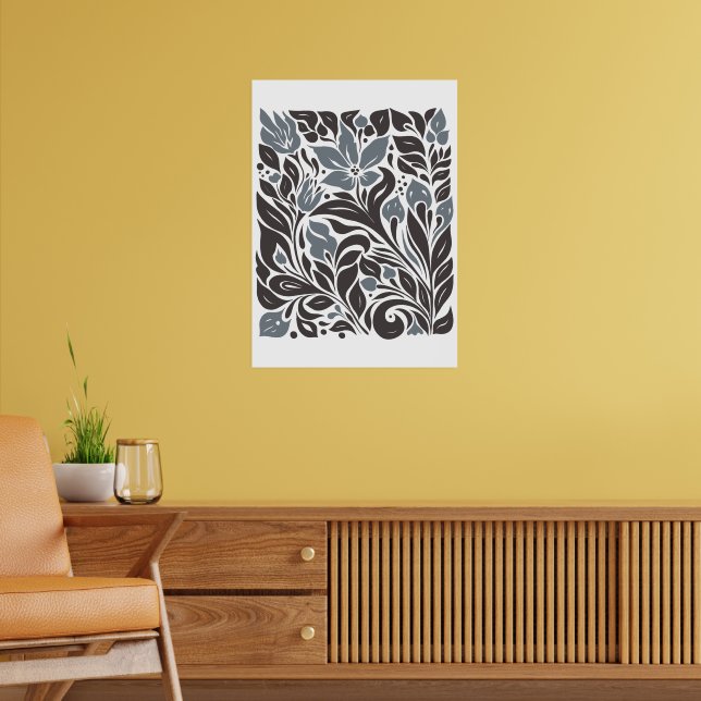 Markt für Bohemische Blume | Moderne Abstrakte Blä Poster (Wohnzimmer 2)