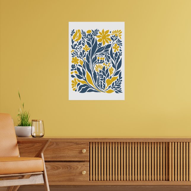 Markt für Bohemische Blume | Moderne Abstrakte Blä Poster (Wohnzimmer 2)