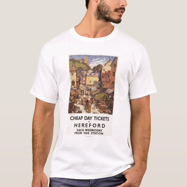 Markt-Szenen-Eisenbahn-Plakat T-Shirt (Vorderseite)