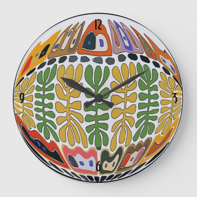 Märkte New Orleans Abstrakte Kunst, Dichtung und M Große Wanduhr (Vorderseite)