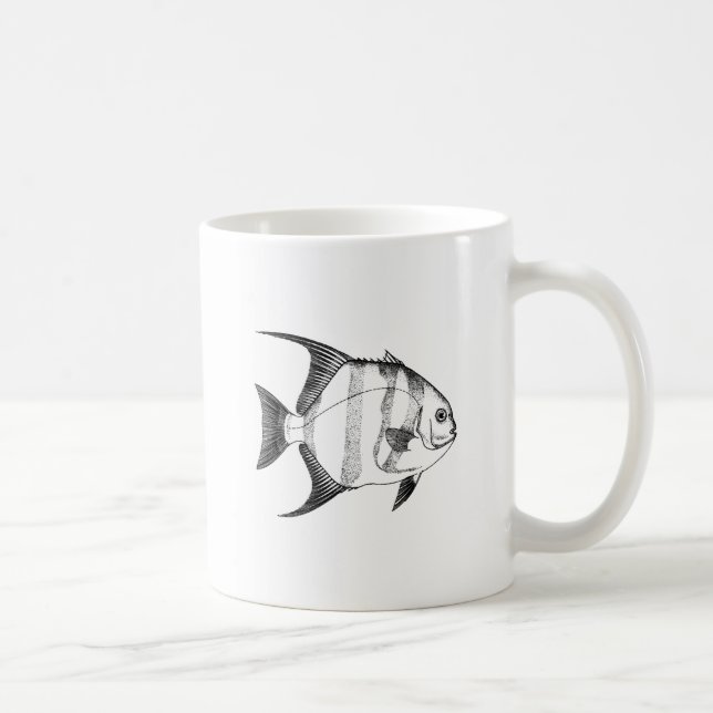 Marktfisch-Linie Kunst Kaffeetasse (Rechts)