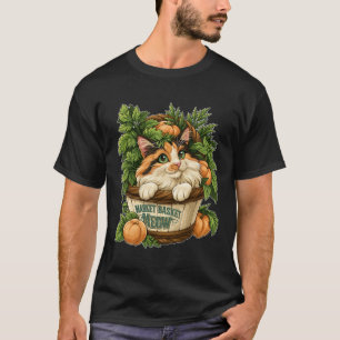 Marktkorbleinwand süße Katze mit frischem Gemüse  T-Shirt