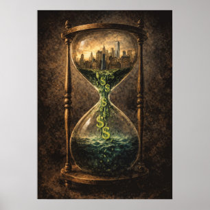 Marktliquiditäts-Stundenglas-Day-Trading-Surreal Poster
