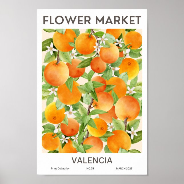 Marktplakat für farbenfrohe Blume in Valencia Poster (Vorne)