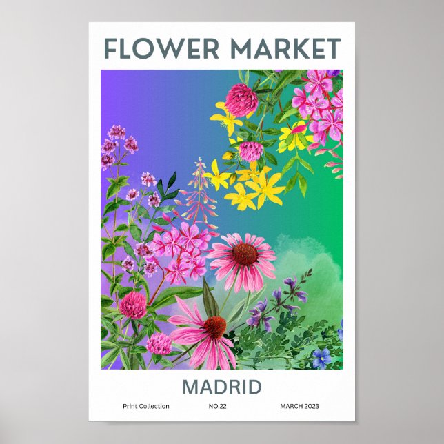 Marktplakat für farbige Blume von Madrid Poster (Vorne)